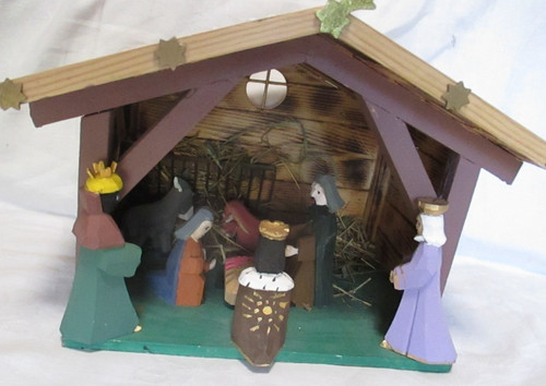 Krippe mit figuren holz - figuren,