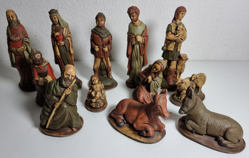 Alte gips krippenfiguren - ,