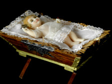 Antike Krippe mit Jesuskind